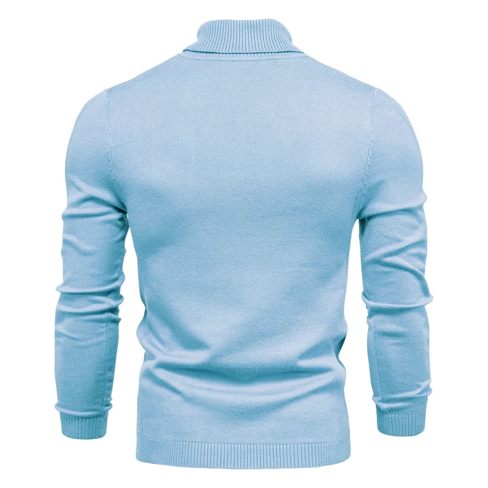 2021 New Winter Men Turtleneck Sweater Casual Solid Color Warm Pullover High Quality Slim High Neck Long Sleeve Sweater Men