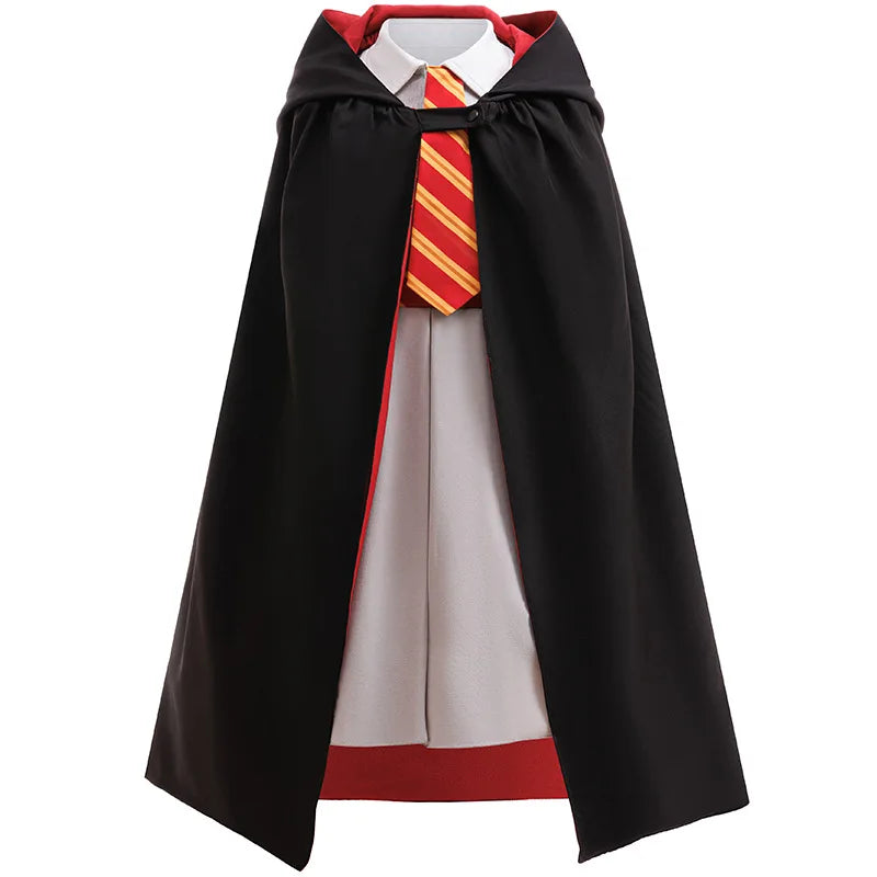 Halloween Movie Cosplay Costume Girls Striped Top + Cape Casual Suit Carnival Halloween Birthday Magic School Dress