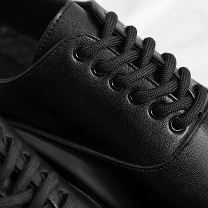 Trendy gentleman men's casual thick soled leather shoes Minimalist and versatile style Fashion Party Office Elevated Shoes