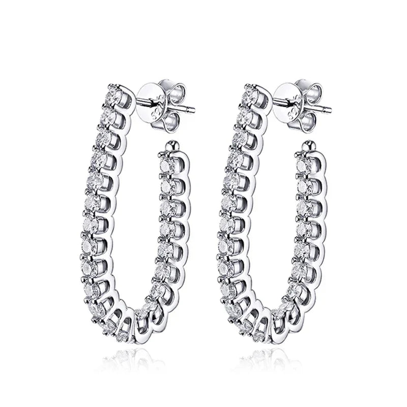 Trendy Real D Color Full 2.2mm 0.04CT Moissanite Hoop Earrings For Women S925 Silver Plated 18K Gold Diamond Earring