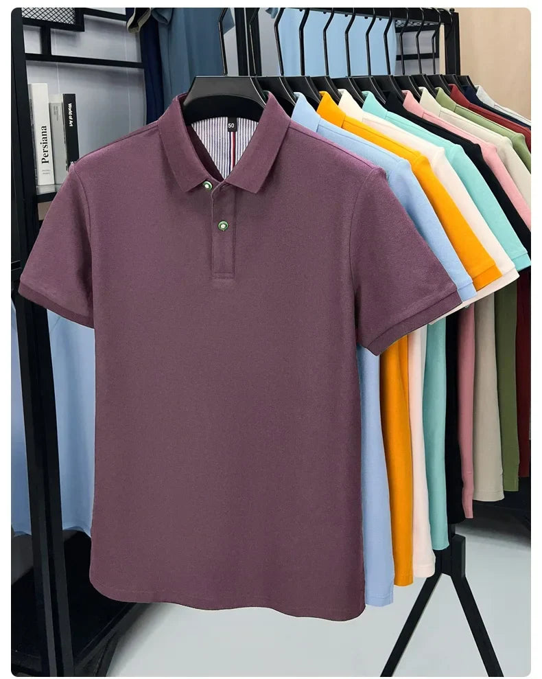 100% cotton short sleeve polo shirt comfortable lightweight high-end brand fashionable simple summer men's casual lapel T-shirt