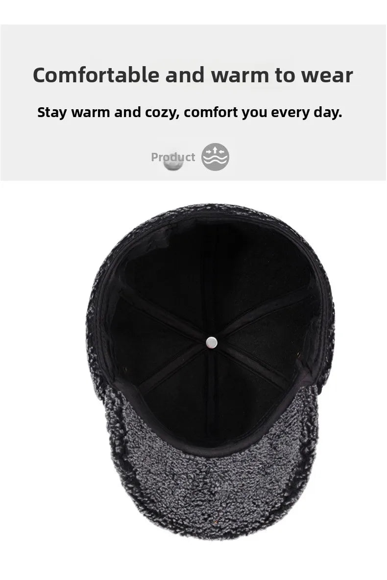 Autumn and Winter New Warm Lei Feng Hat Men's Father Outdoor Leisure Thickened in The Elderly Fleece Hat Baseball Cap Ear Cap