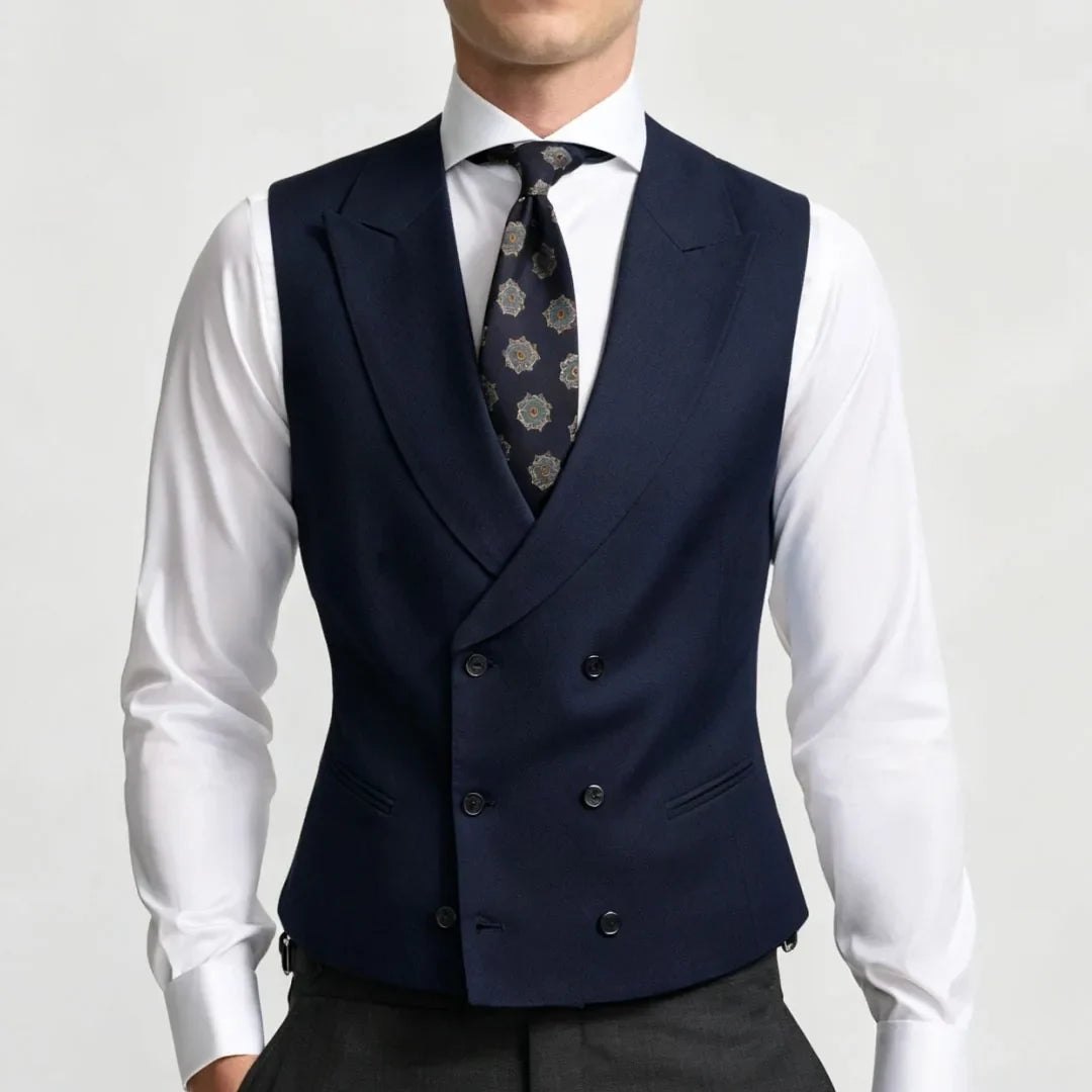 Men Vest Sky Blue Double Breasted Solid Waistcoat For Wedding Banquet Business Party Work Office Casual Daily Men Suit Vest
