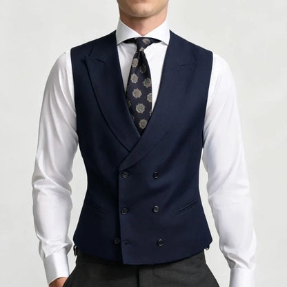 Men Vest Sky Blue Double Breasted Solid Waistcoat For Wedding Banquet Business Party Work Office Casual Daily Men Suit Vest