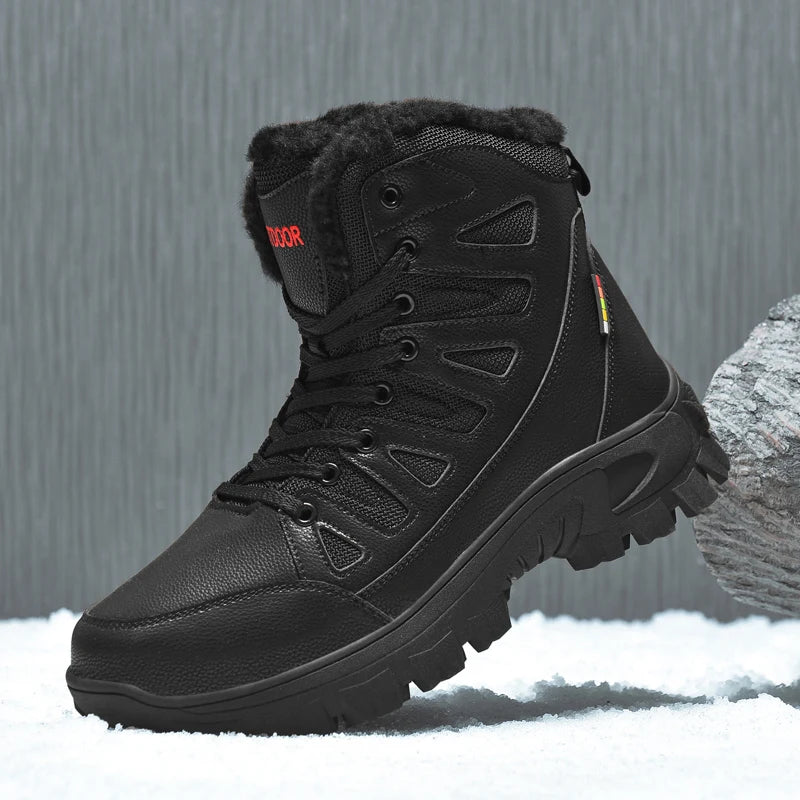2024 New Winter men boots  Slippers Warm Men Shoes Waterproof Non-Slip Plush Sneakers Male  leather Boots Plus size  48