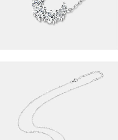 0.66CT Full Moissanite Necklace for Women S925 Pure Silver Moon Design Laboratory Diamond Pendant Fashion Luxury Jewelry