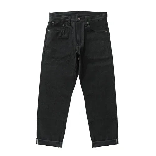 Mens Jeans Black Jeans Double-sided Dyeing Sanforized Selvedge Denim Jeans  16 Oz Regular Fit