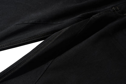 Style Ribbons slightly Stretch Baggy Flared Jeans for Men High Street Black Color Boom Cut Oversized Casual Denim Trousers