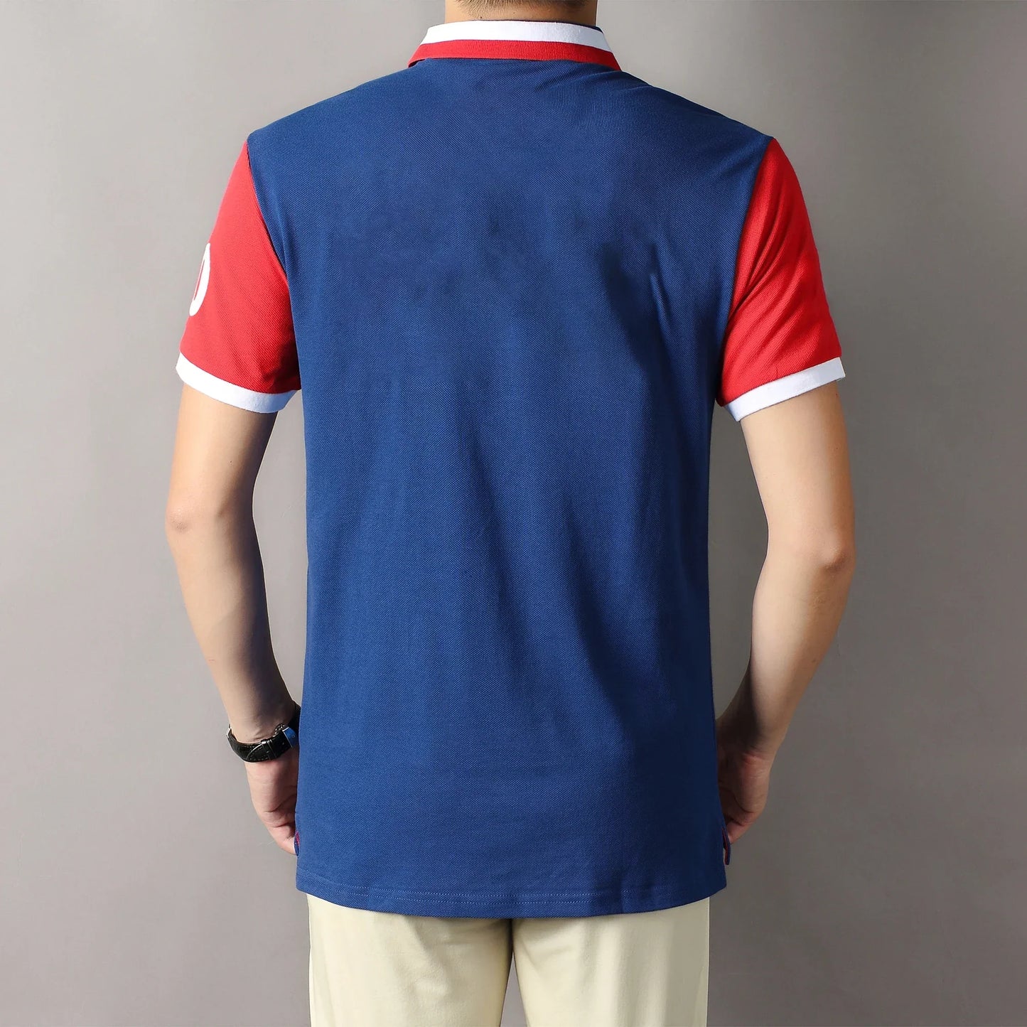 Men's polo shirt Paris France embroidery stitching color contrast classic fashion original design polo collar pure cotton