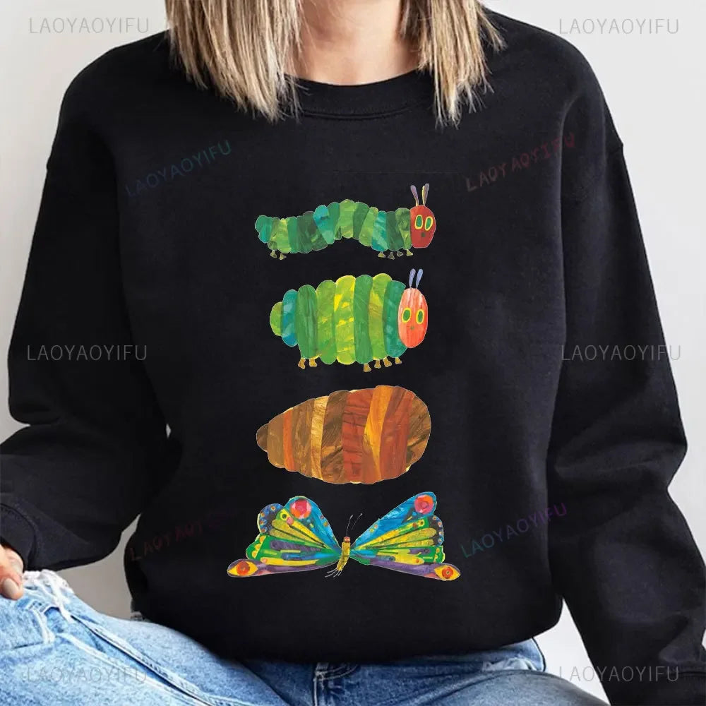The Very Hungry Caterpillar Sweatshirt Cute Fnny Hungry Caterpillar Bookish Pullovers Man Women Retro Trend Cool Street Hoodies
