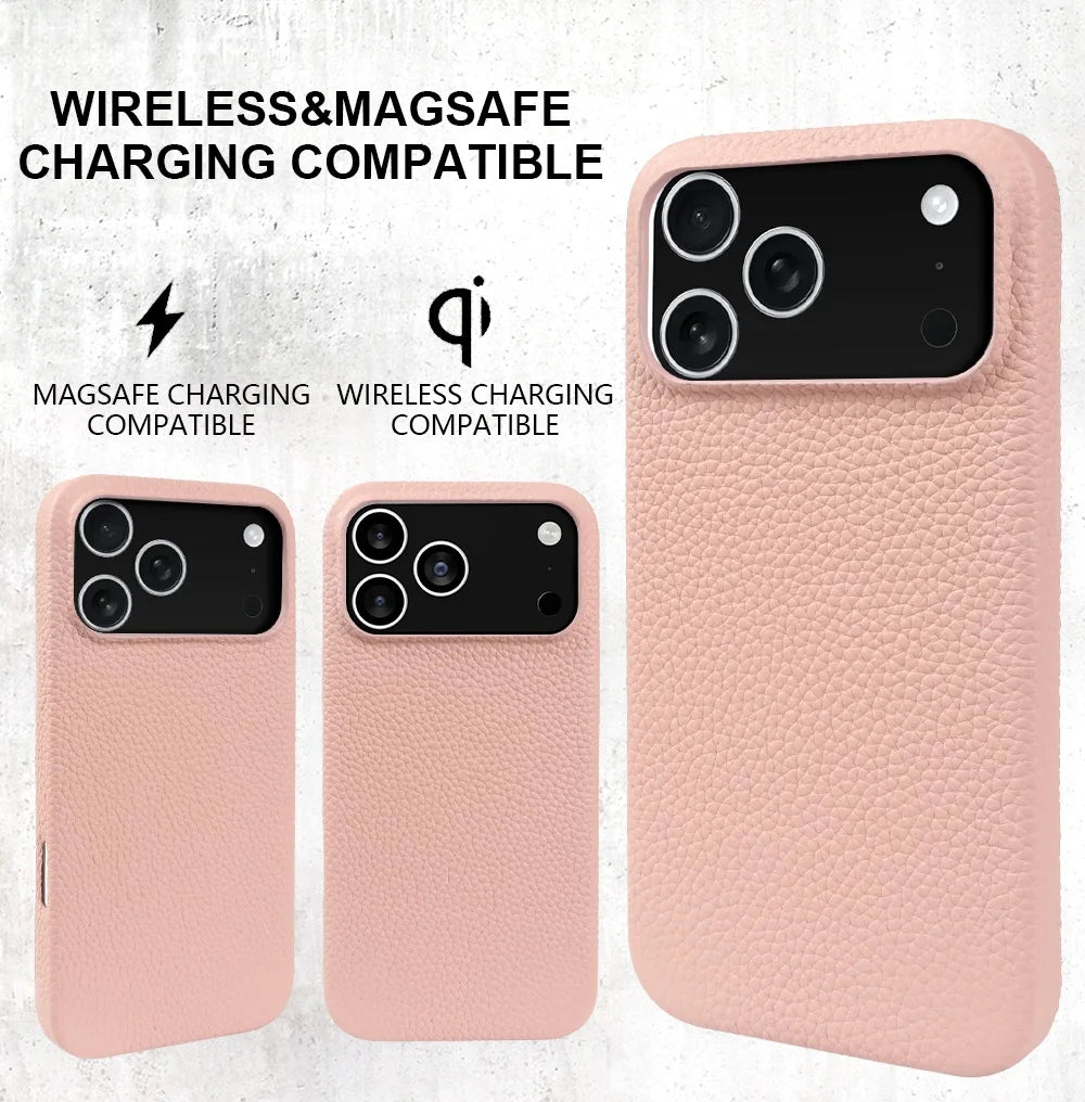 Luxury Magnetic Genuine Leather Case For iphone 17 Pro Max 16 15 14 13 12 11 for Magsafe Full Covered Phone Cases Back Cover