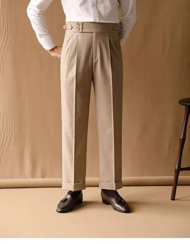 Business Pants Men Gentlemen Italian Naples Social Trousers Office-trouser Retro Casual Suit Pant Men Straight Dress Pants 2026