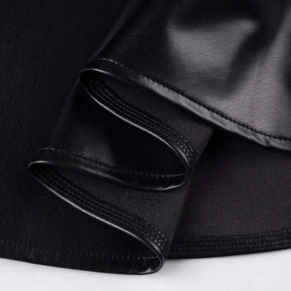 Sexy Black Pu Leather A Line Dress Women's Spaghetti Strap Sleeveless Party Club Dress Elegant Outfits Coquette 2026