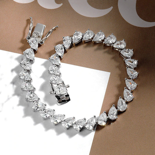 Bracelets Tennis en Moissanite Certifiés 0,5 carat Taille Poire pour Femmes, en Argent Sterling 925, Chaîne de Poignet Forme Goutte d'Eau