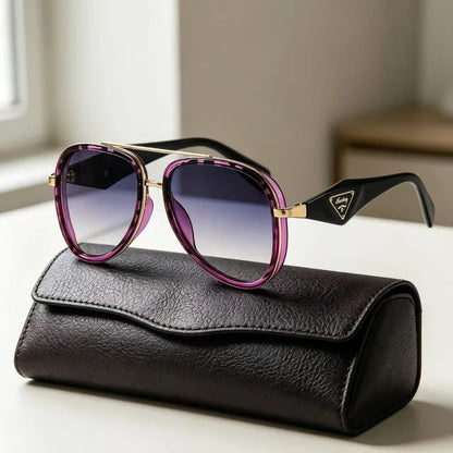 Retro Aviator Tortoiseshell Sunglasses UV400 Protection Metal Frame Shades Luxury Sun Glasses Fashion Eyewear Unisex Oversized