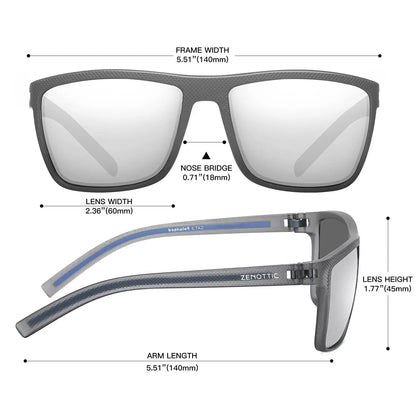 Polarized Sunglasses for Men Shades Lightweight TR90 Frame UV400 Protection Square Outdoor Trave Driving Sun Glasses