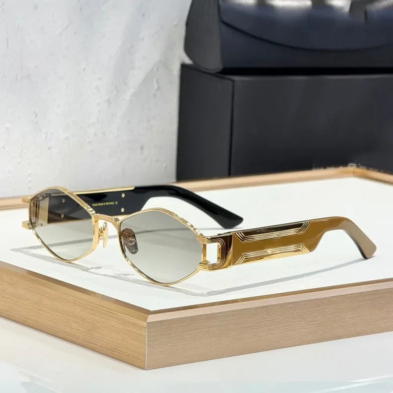 The Drive II Germany Sunglasses Irregular Oval Alloy Designer Acetate UV400 High Quality Fashion Street Classcial with Case