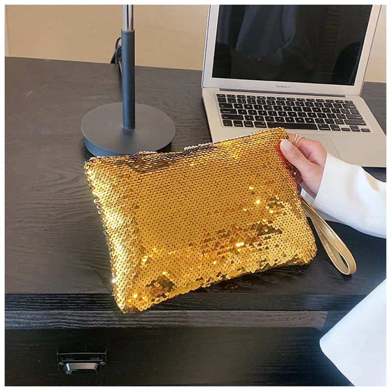 Fashion Women's Sequined Bling Handbag And Purse Small Wedding Party Evening Bag Lady Wristlet Clutch Bag Female Envelope Bag