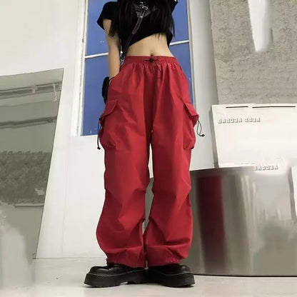 Retro Cargo Pants Women Fashion Streetwear High Waist Thin Casual Sweatpants Harajuku Sports Pants Woman Clothes Trousers Mujer