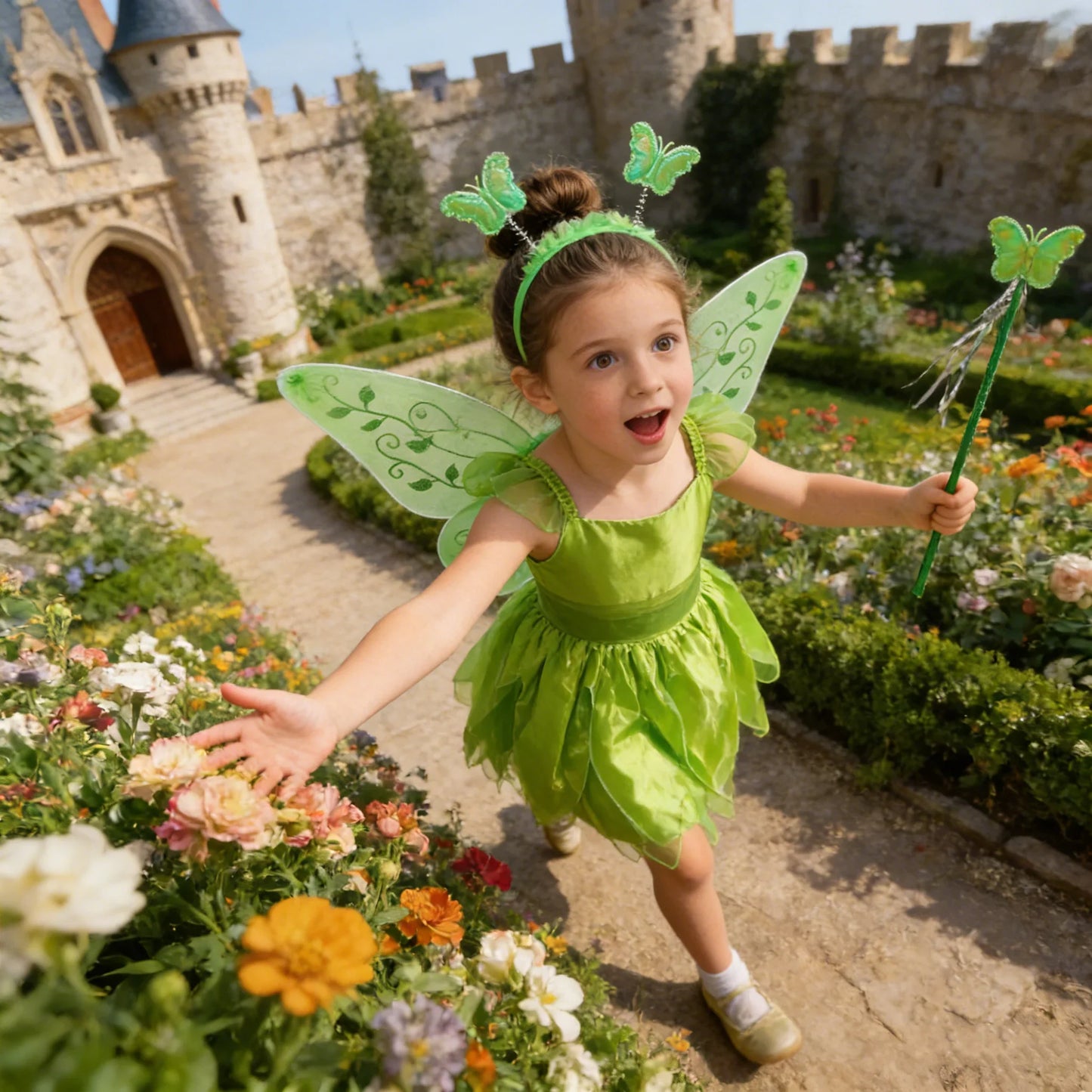 Girls Flower Fairy Dress Up Kids Princess Dress With Wings Halloween Princess Costume Elves Party Tinkerbell Tinker Bell Dress