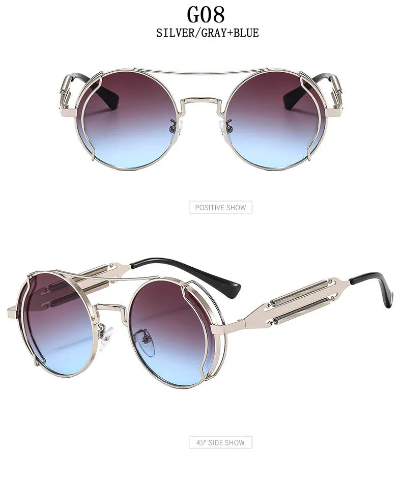 Punk Sunglasses For Men Designer Vintage Round Steampunk Fashion Glasses Retro Sunglasses Women 2024 Gafas De Sol Hombre Lunette