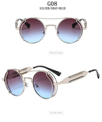 Punk Sunglasses For Men Designer Vintage Round Steampunk Fashion Glasses Retro Sunglasses Women 2024 Gafas De Sol Hombre Lunette