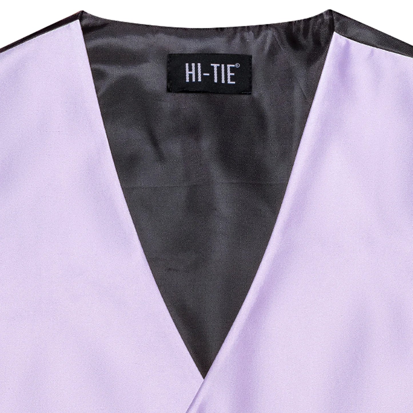 Hi-Tie Solid Voilet Lilac Silk Mens Suit Vest 4PC Woven Waistcoat Tie Pocket Square Cufflink Business Wedding Dress Waist Jacket
