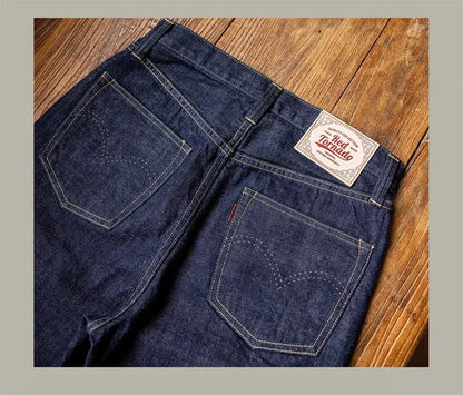 WWII Model Wide Straight Jeans One Wash 14oz Selvedge Denim