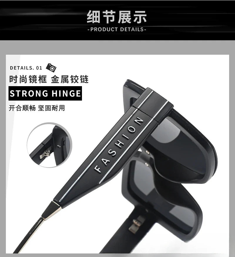 2025 New Polarized Letter Sun Glasses Legs High-end Sunglasses Women's European and American Sunscreen Retro Sunglass Gafas