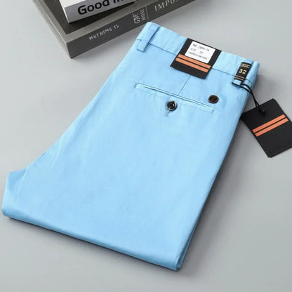 97% Cotton Straight Casual Pants Business formal Black Blue Stretch Mens Trousers Khaki Brown Mens Pants