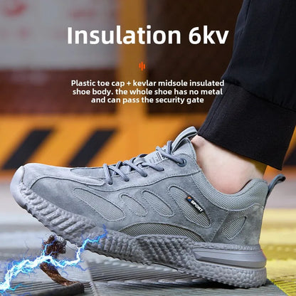 spring autumn light breathable work shoes mens work boots composite toe insulated shoes anti smash hard plastic toe safety shoes