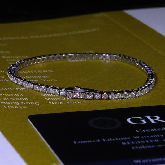 Bracelet de tennis en argent massif 925 VVS, serti de diamants simulés taille princesse 2/3/4/5mm, moissanite véritable, chaîne, dropshipping, bijoux hip hop
