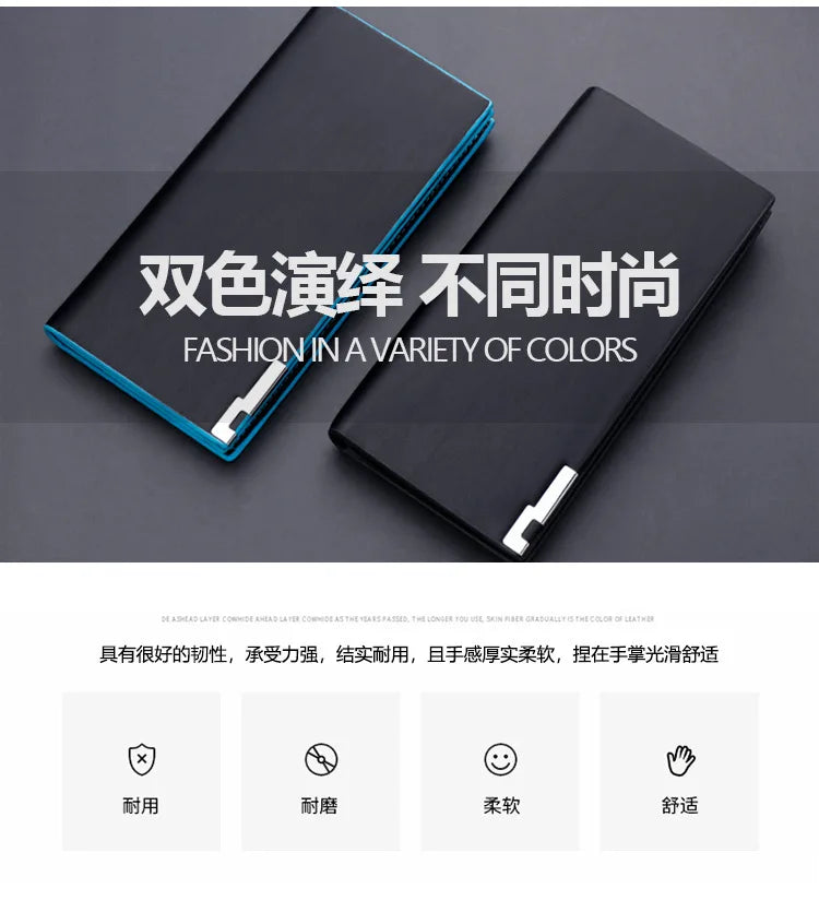 New Men's Wallet Thin Slim Wallet Long Male Business Clutch Bag Coin Purse Luxury Brand Men Wallet Carteira Masculina Cardholder