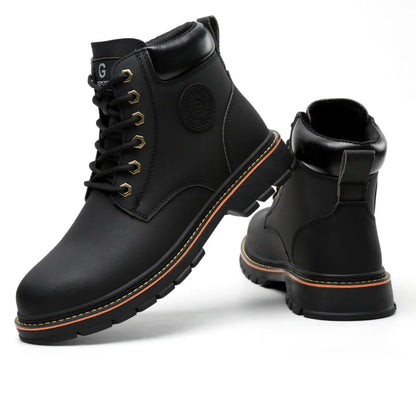 high-top Work Boots For Men Anti-smash Anti-puncture Work Shoes with Steel Toe leather safety shoes men for work waterproof shoe