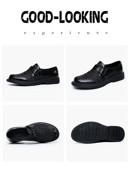 Breathable Hallow Business Leather Shoes for Men Buckle Designer Black Fashion Casual Shoe Male Summer British Elegant Shoes Man