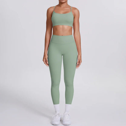 Yoga Suit Sports Set Gym Seamless High Impact Sports Bra Women's High Waist and Hips Tight Peach Buttocks Pants Womens Sportswea