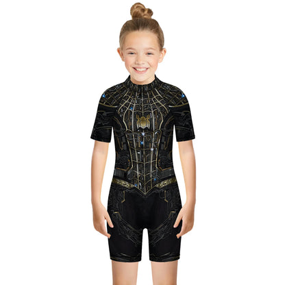 Children One Pieces Swimsuit Superhero 3D Print Playsuit Child Short Sleeve Swimwear Beach Bathing Suit Swim Wear For Boys Girls