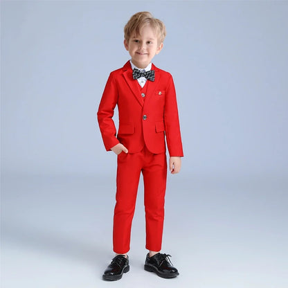 Hot Sale Red Kids Suit Set New Year Christmas Party Elegant Boys Suits For School Opening Ceremony Piano Performance