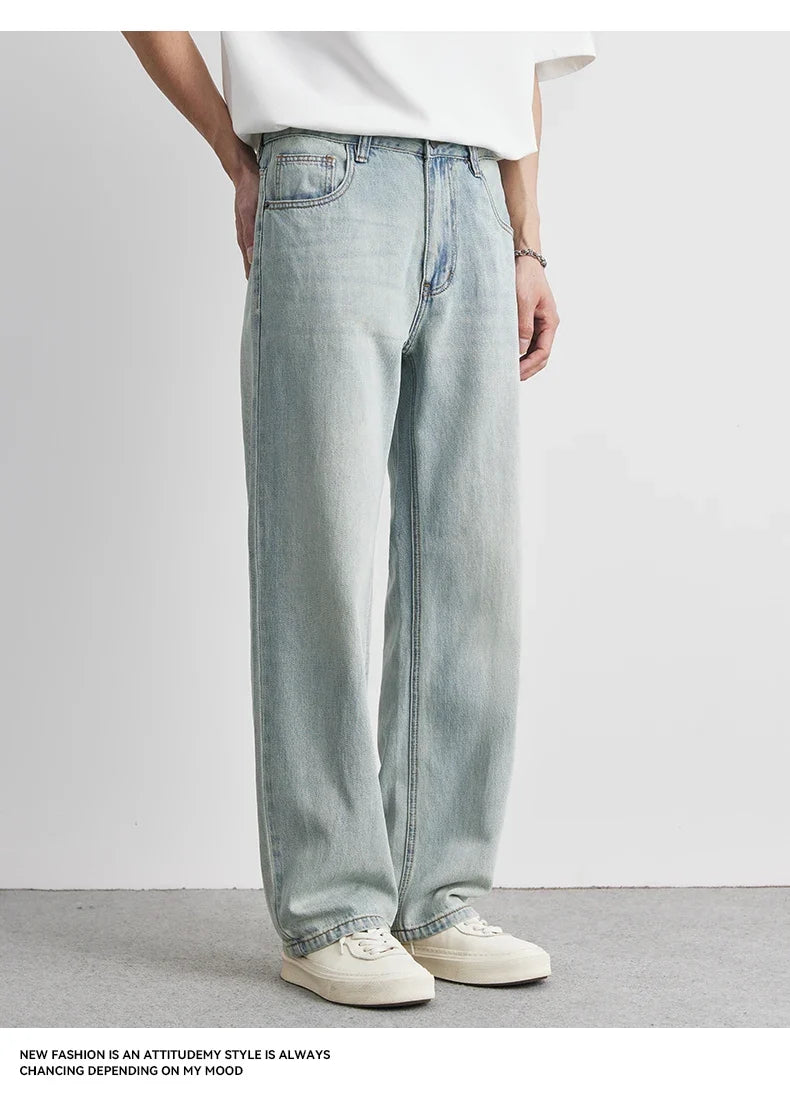 Straight Jeans Summer 2025 New Thin Retro Loose Casual Fashion Wide Pants Straight Pants Large Size Jeans 25-36