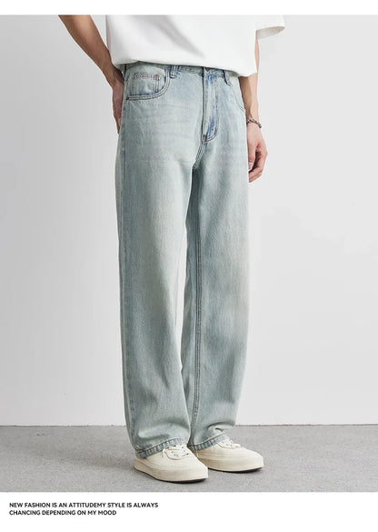 Straight Jeans Summer 2025 New Thin Retro Loose Casual Fashion Wide Pants Straight Pants Large Size Jeans 25-36