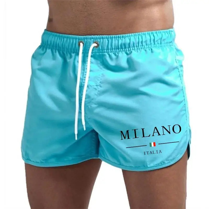 2026 Summer Men's Beach Shorts Urban Print Beach Trunks Jogging Casual Pants Quick Drying Swimming Homme Surf Lightweight Shorts