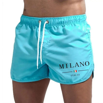 2026 Summer Men's Beach Shorts Urban Print Beach Trunks Jogging Casual Pants Quick Drying Swimming Homme Surf Lightweight Shorts