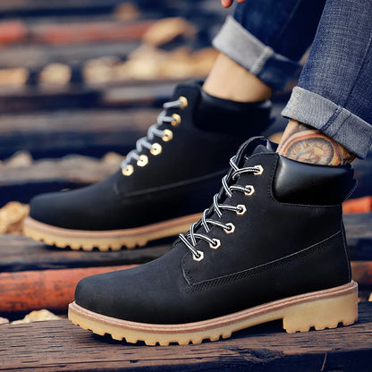 Designer Leather Mens Spring Fall Ankle Boots Trekking Yellow Coffee Designer Tactical Boots Outdoor for Men Work Shoes Sneakers