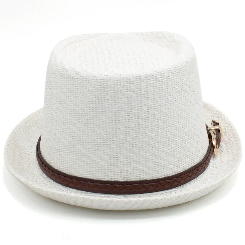 Men Women Straw Pork Pie Hats Summer Sunhat Boater Caps Sailor Sombrero Beach Fedora Trilby Outdoor Travel US Size 7 1/4 UK L