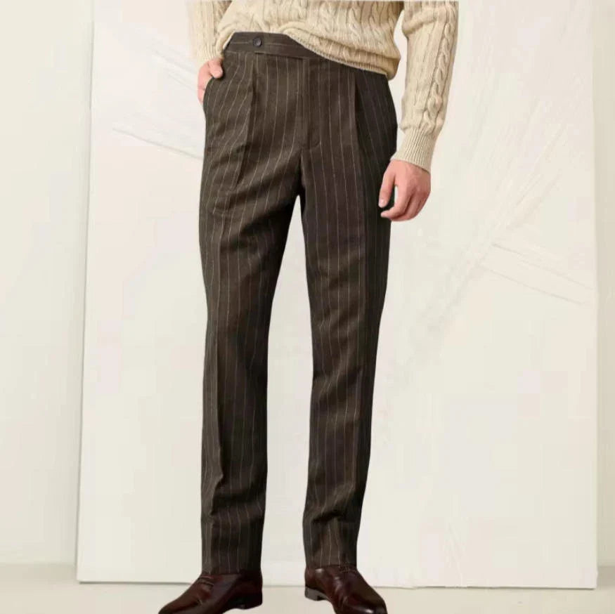 New Men's Pants Suit Haute Couture Trousers Grey Striped Slim Fit Business Formal Casual Suit Groom's Dress Pants Office Banquet