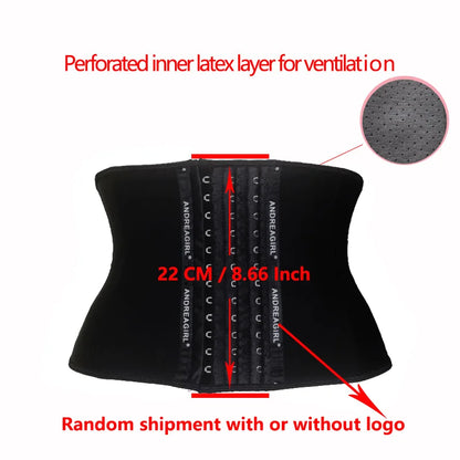 22cm Short 3 Layers Latex Waist Trainer Corset 9 Steel Bones Shapewear Body Shapers Women Corset Slimming Belt Waist Shaper 9052