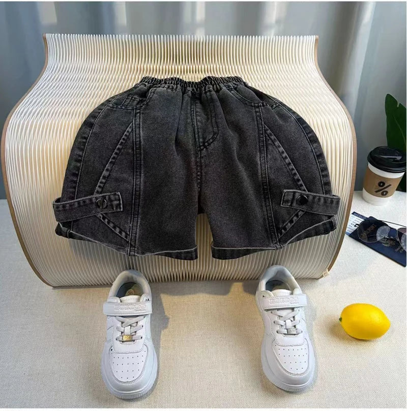 Toddler Boys 2Pcs Summer Outfits Letter Short Sleeve T-Shirt Washed Denim Shorts Set Kids Boys Casual Streetwear Clothes 2-6Year