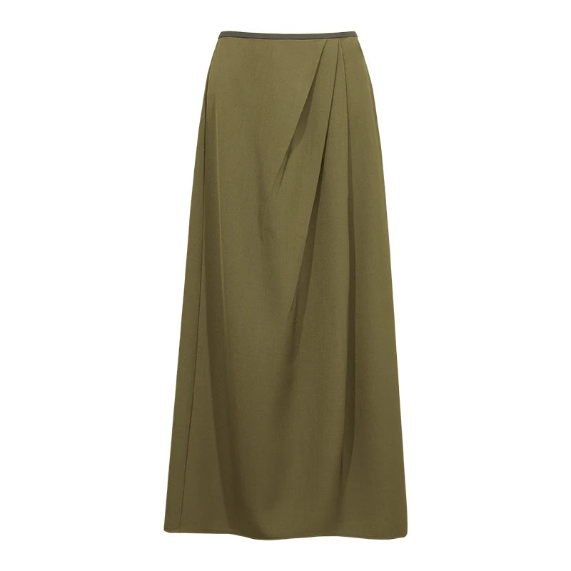 Women's Skirt 2026 Summer New Solid Color Wrinkle-Resistant Elegant Office Versatile Long Pleated Skirt For Women 12622145
