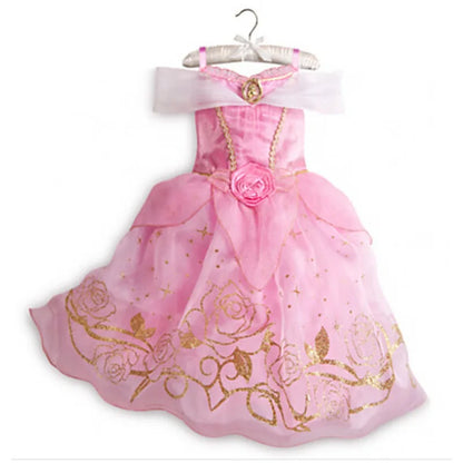 2026 Kids Princess Costume Girls Elsa Anna Dress Carnival Cosplay Snow White Aurora Moana Rapunzel Mermaid Belle Party Outfits