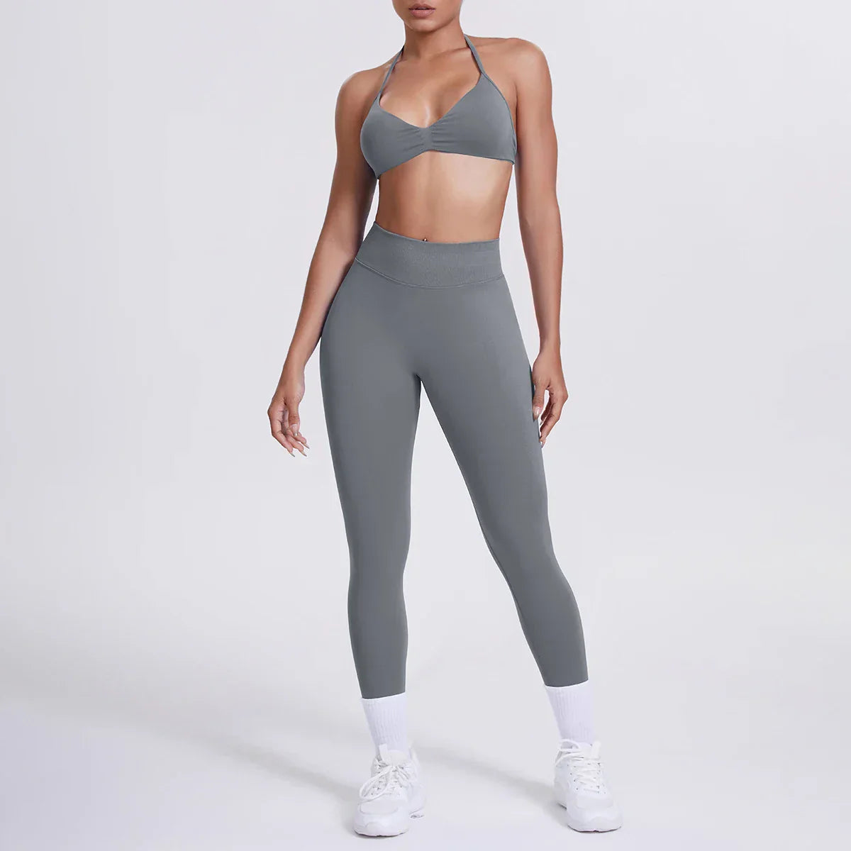 Women 2pcs Patchwork Sport Yoga Suit Training Sleeveless Sport Gym Tops Tummy Control Slimming Booty Leggings Yoga Suit Sports